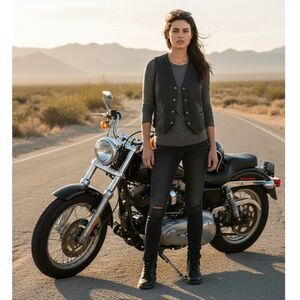 Harley-Davidson Women's Black Leather Snap Button Vest XS